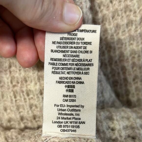 Free People Sidewinder Waffle Knit Wool Sweater Women's Sz XS Beige Oversized - Picture 7 of 7